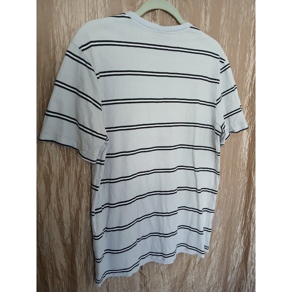 Nike Air Max 90 Embroidered Logo T Shirt Mens M White Striped Cotton CW4686-077 - Picture 7 of 11